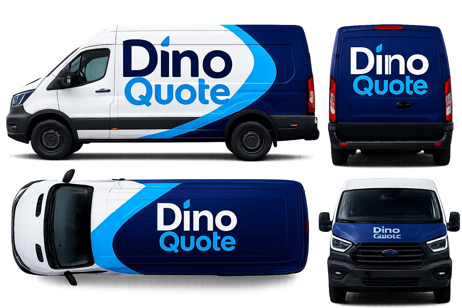 HVAC contractor van with DinoQuote branding and advertising wrap